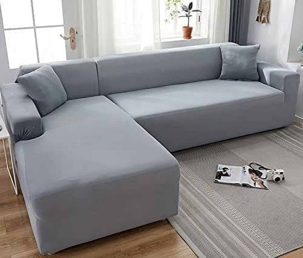 XINQIHANG Super Stretch Sectional Couch Covers, L-Shaped Sofa Covers Softness Furniture Slipcovers Non Slip Pets Dogs Furniture Protector (Color : D, Size : 3 Seater(74in-90in))