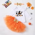 thumbnail image 4 of mgoYE My First Halloween Outfit for Baby Girl 3 6 9 12 Month Pumpkin Bodysuit and Tutu Skirt with Bow Headband Clothes 3 Pcs Set(Orange,1-3 Months), 4 of 9