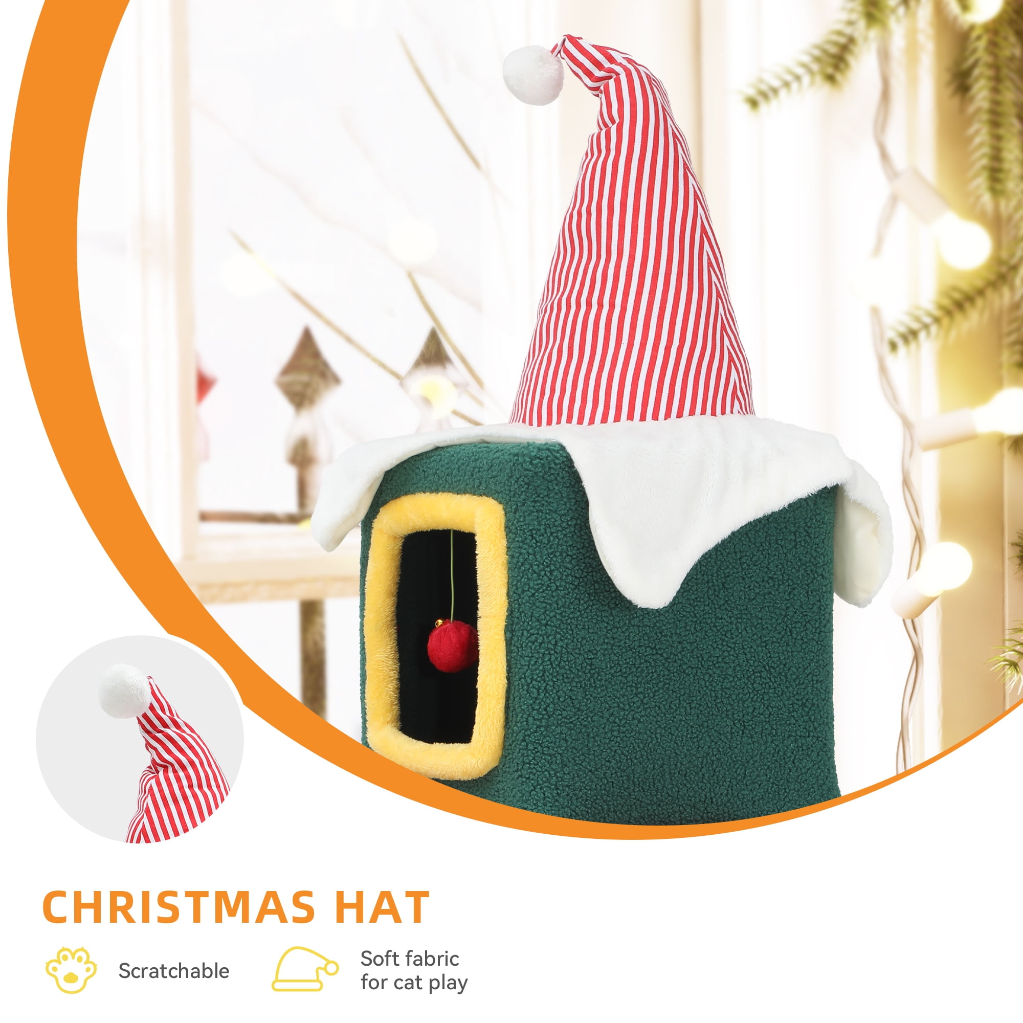Uforic 60" Christmas Cat Tree Tower with Condos & Plush Ball for Indoor Cats