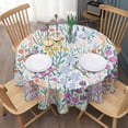 thumbnail image 3 of Pioneer Flower Floral Print Pattern Round Tablecloth 60"x60",Wrinkle Wipeable Table Cloth for Kitchen Dining Room Picnic Patio Party, 3 of 6