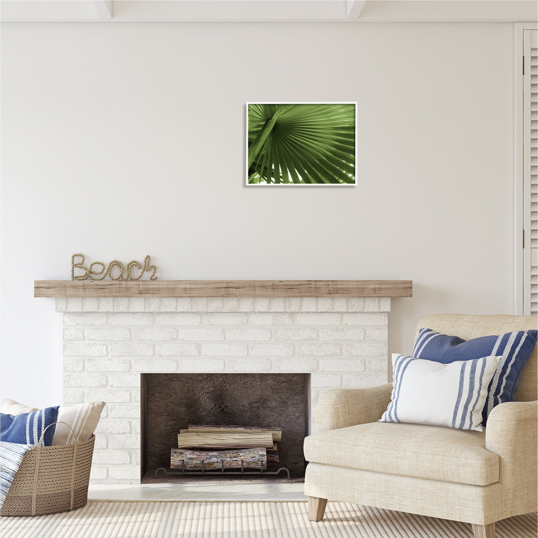 Stupell Industries Green Tropical Leaf Botanical & Floral Photography White Framed Art Print Wall Art, 20 x 16