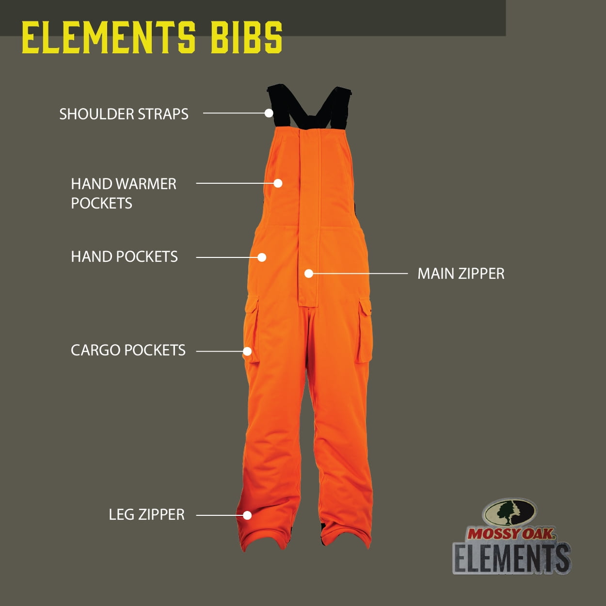 Mossy Oak Elements Youth Sherpa Lined Waterproof Hunting Bib, Mossy Oak Blaze, Size Youth Medium