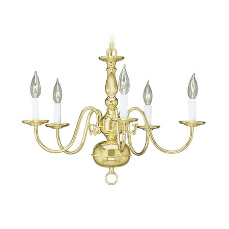

Chandeliers 5 Light With Polished Brass Finish size 24 in 300 Watts - World of Crystal