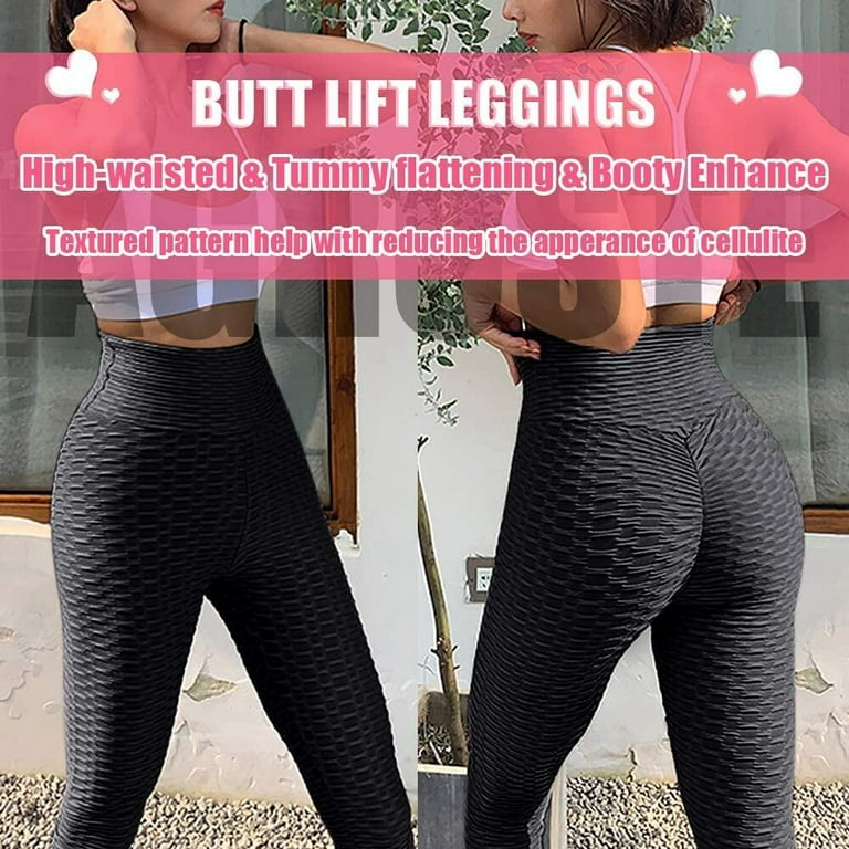 Ilfioreemio Women's High Waist Yoga Pants Tummy Control Workout Ruched Butt  Lifting Stretchy Leggings Textured Booty Tights 