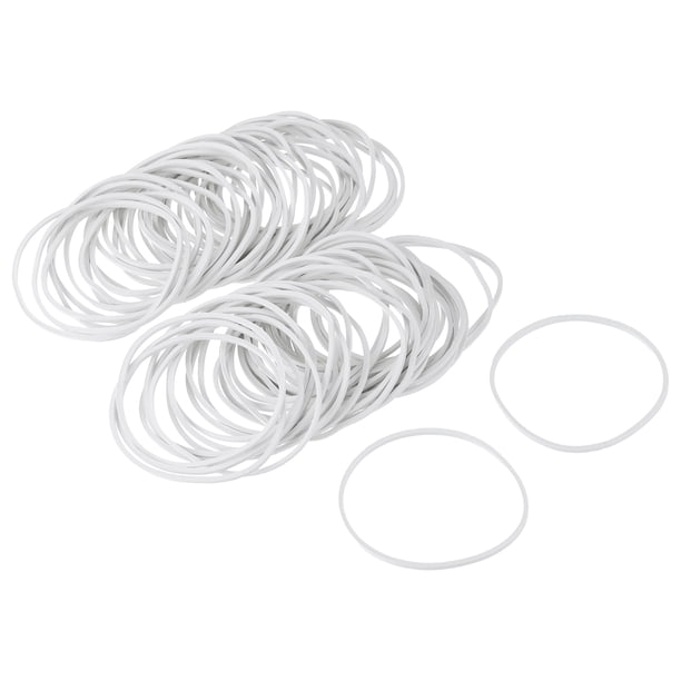 Uxcell 100 Paquete de Bandas de Goma Elásticas Blancas 50mm x 1.4mm para el Cabello