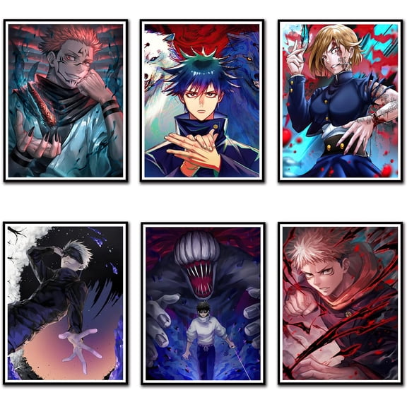 Jujutsu poster,Japan Anime Poster set,The painting on the wall of the anime posters room,anime decor wallpaper（Anime,8x10inchx6pcs Unframed