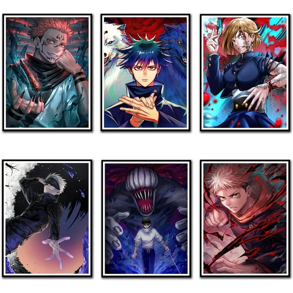 Jujutsu poster,Japan Anime Poster set,The painting on the wall of the anime posters room,anime decor wallpaper(Anime,8x10inchx6pcs Unframed