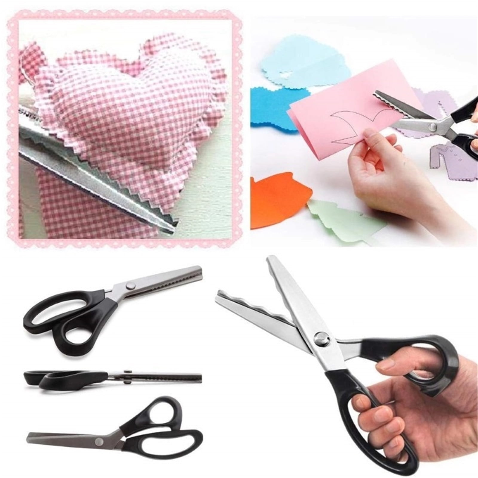 Xemz Pinking Shears Professional Stainless Steel Dressmaking Sewing Craft Scissors Comfort Grips Serrated & Scalloped Blades Cut Tailor Decorative