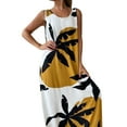 thumbnail image 1 of WILLBEST Robes de Club pour Femmes 2024 Robe Longue Sans Manches à Col Rond Imprimé Feuilles, 1 of 7