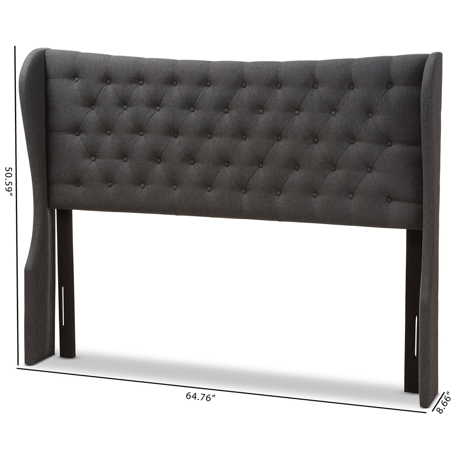 Baxton Studio Cadence Modern and Contemporary Dark Grey Fabric Button-Tufted King Size Winged Headboard,Wholesale
