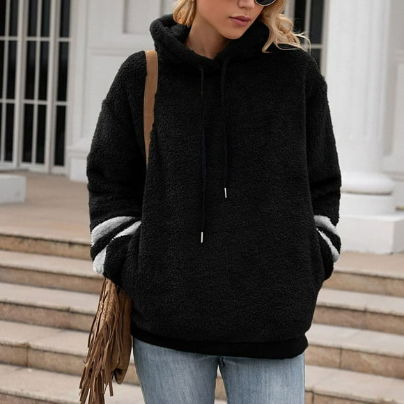 Simua Womens Hoodies Sherpa Pullover Sweater Fuzzy Fleece Sweatshirt Hoodie Cozy Outerwear with Pockets