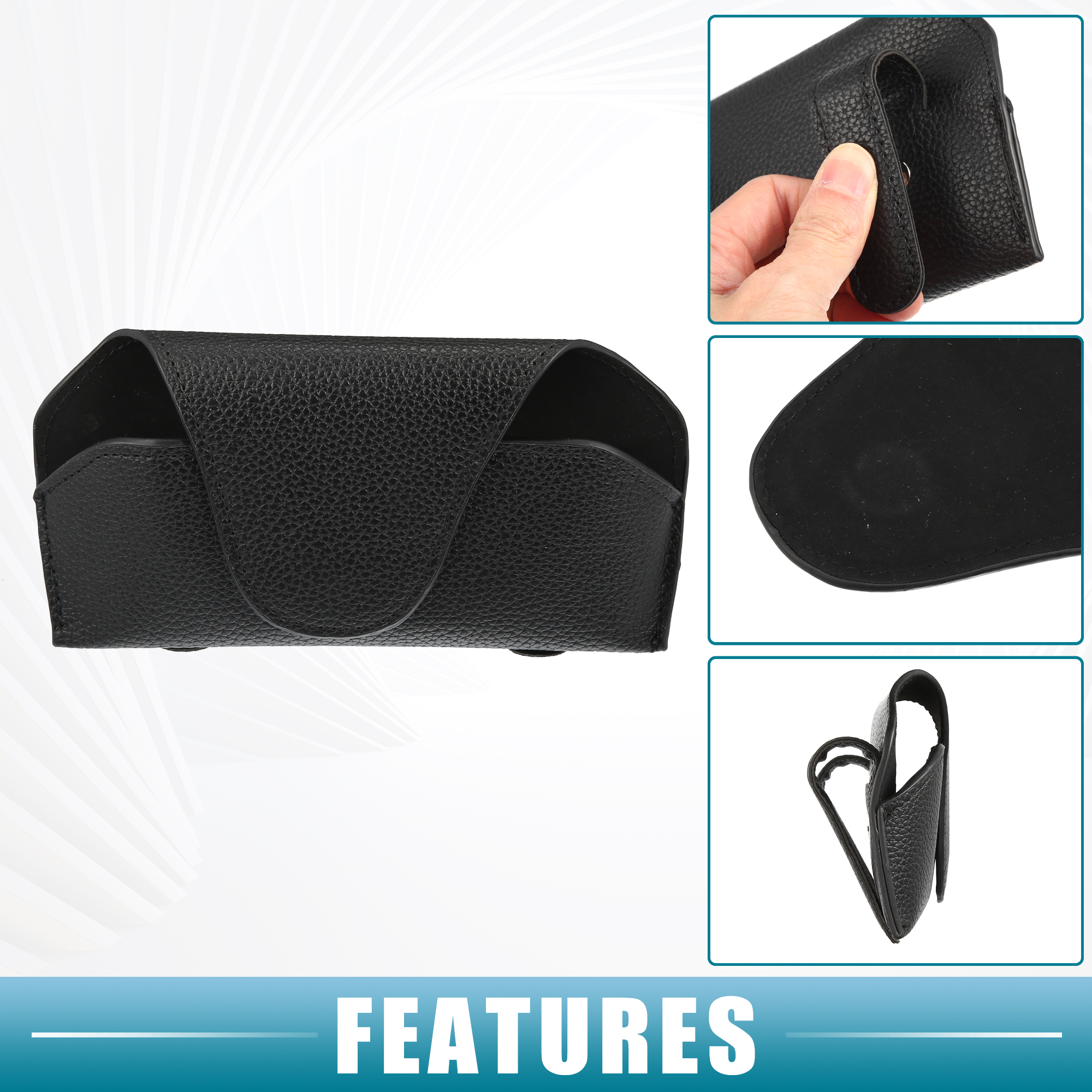 Unique Bargains Car Sunglasses Visor Holder Magnetic Glasses Organizer PU Leather Black