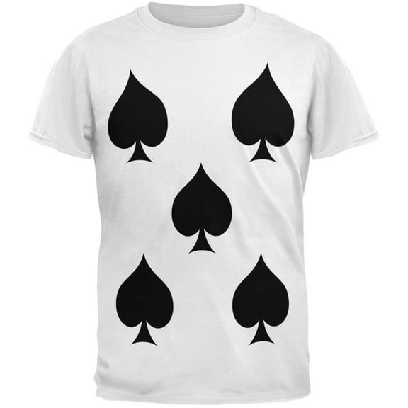 Halloween Five of Spades Card Soldier Costume All Over Adult T-Shirt - Large