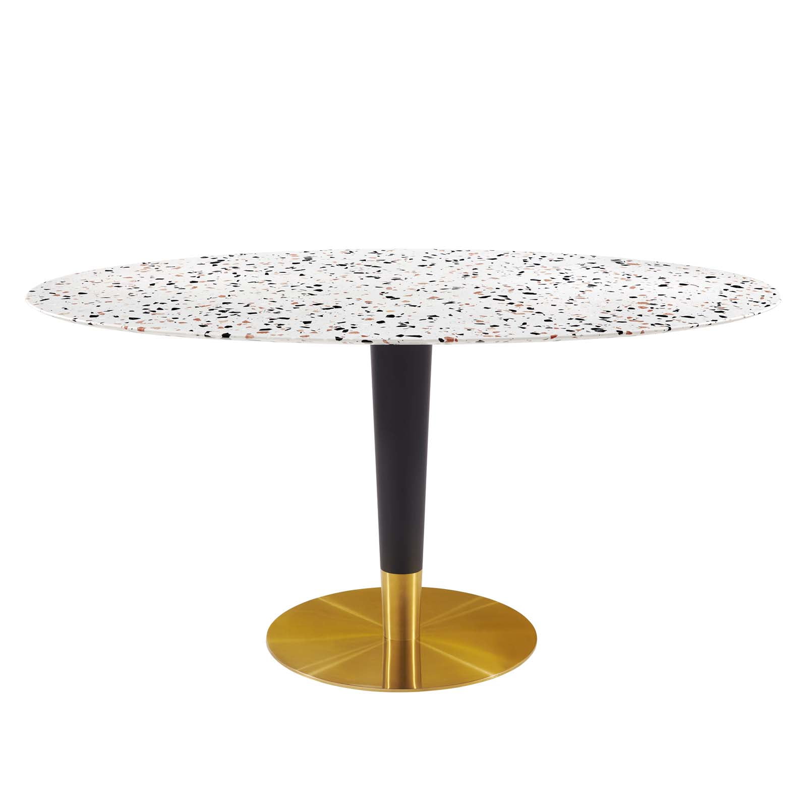 60 inch Dining Table, Oval, White Gold, Wood, Metal Steel, Modern Contemporary, Mid Century ...