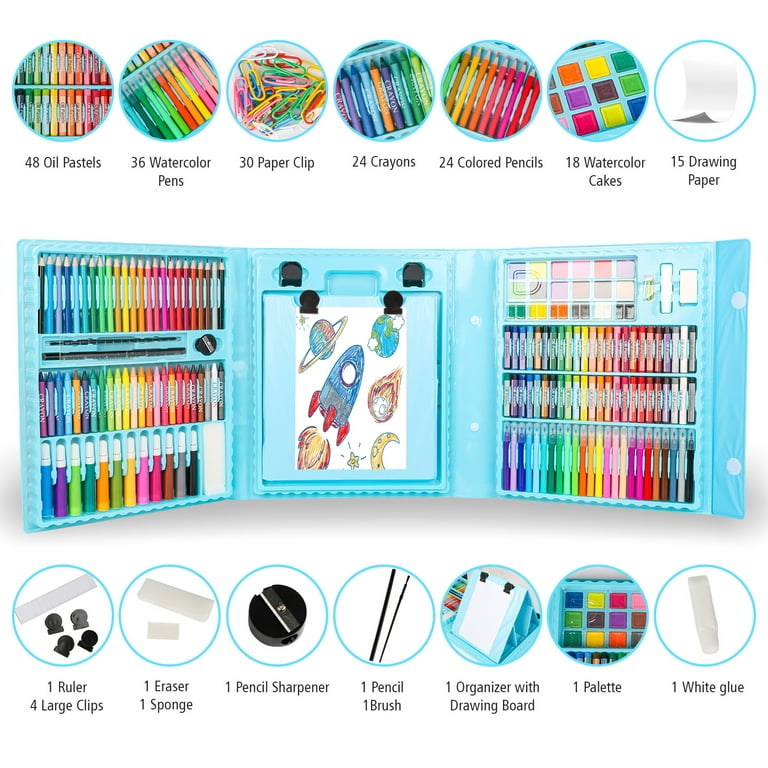 Beefunni Premium Art Set for Kids 4-6, 208 Pcs Blue Color Set, Art Supplies  Coloring Kit, Trifold Easel Drawing Kit, Arts & Crafts - Ideal for School,  Birthday Gift for Kids 6-8 