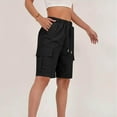thumbnail image 6 of BXINGOHAI Bermuda Shorts for Women Summer Cargo Shorts with Pockets Outdoor Drawstring Knee Length Hiking Short Black 2XL, 6 of 8