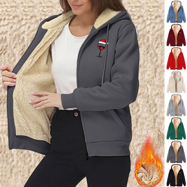 Sentmoon Vestes pour Femmes Grande Taille en Molleton avec Imprimé Chandails en Molleton Manches Longues à Capuche Col Automne et Hiver Chaud pour Randonnée et Escalade Beige G