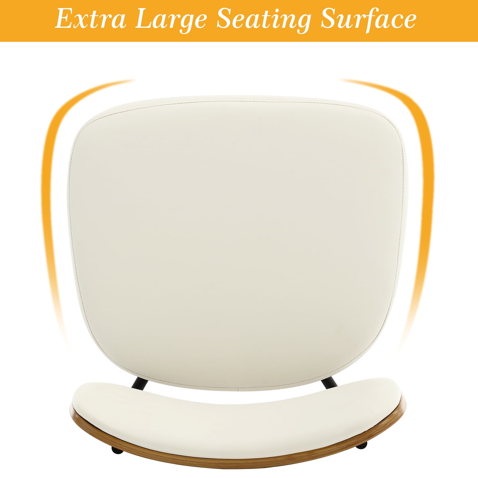 Swivel Counter Height Bar Stools, Set of 2, 26" Upholstered PU Leather Barstools with Back Wood Legs, Mid Century Modern Bar Chair Island Stool for Kitchen Counter, Cream White