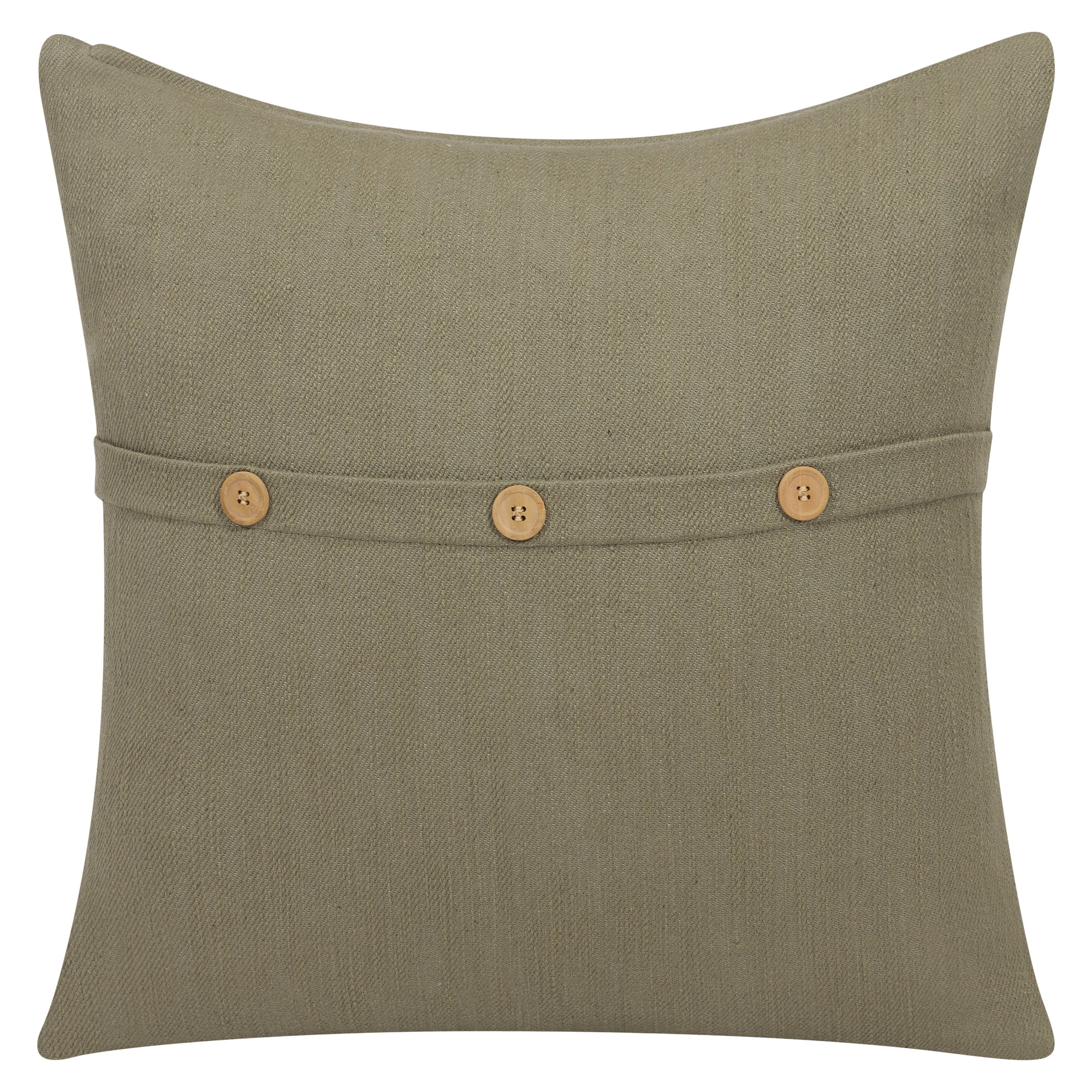 Ox Bay Theo 20" x 20" Sage Green Buttoned Cotton Buttoned Cotton Adult Decorative Throw Pillow