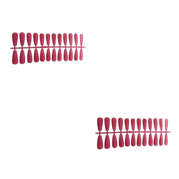 24 Piezas de Uñas Postizas Qarigey Rosa Roja 2Conjunto