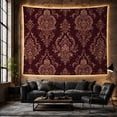 thumbnail image 6 of Ornate Damask Medallions on a Rich Burgundy Background, Majestic Vintage for Boho Decor Lovers, Classic Elegant Wall Art, Housewarming Gift Tapestry Wall Hanging for Bedroom and Living Room, 6 of 7