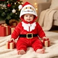 thumbnail image 2 of Otqutp Baby Santa Full Zip Hooded Bodysuit Soft Plush Animal Jumpsuit Newborn Long Sleeve Warm Romper Casual Infant Outfit for Christmas, 2 of 9