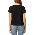 thumbnail image 3 of INSPIRE CHIC Blouse d'Été en Chiffon à Manches Courtes Plissée pour Femmes m Noir, 3 of 6