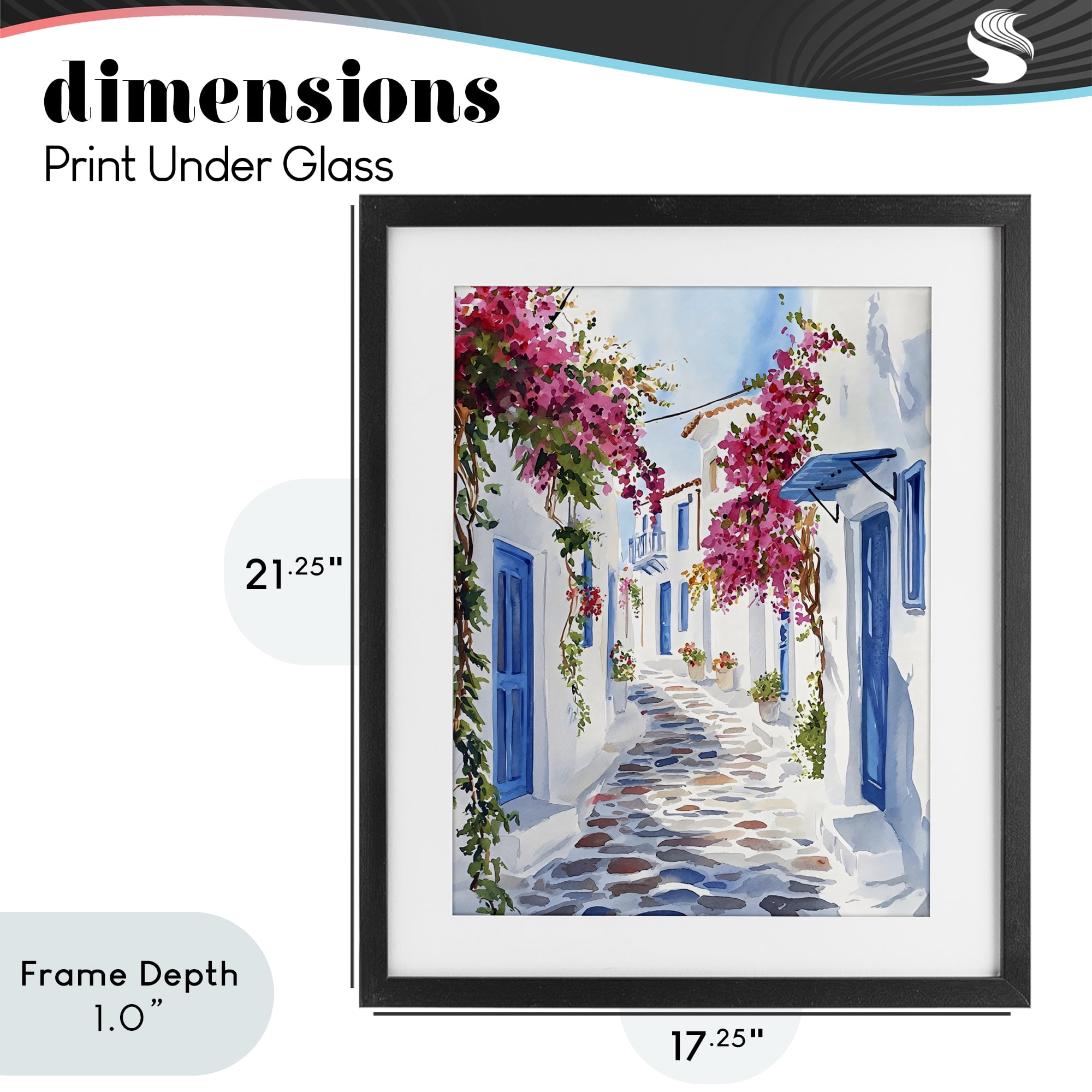 Stupell Industries Santorini Stone Street Pathway Black Framed Print Under Glass, design by LSR Design Studio