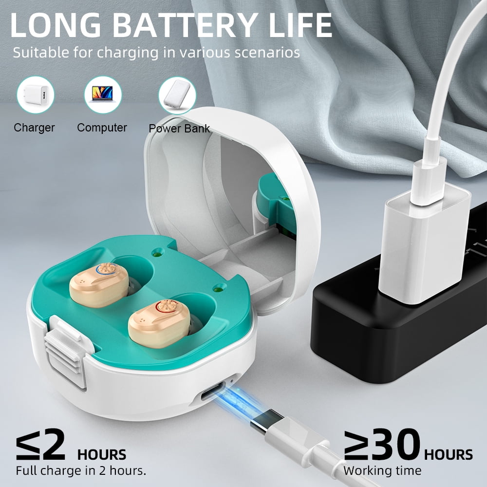 Adofi Hearing Aids for Seniors, Rechargeable Personal Sound Amplifiers for Severe Hearing Loss, Hearing Amplifiers for Adults with Noise Cancelling, Magnetic Charging Case
