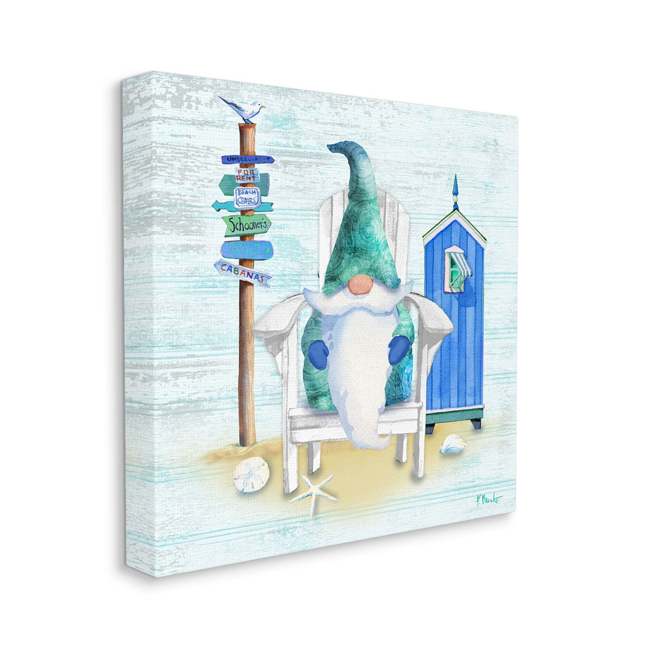 Stupell Industries Coastal Gnome Beach Life Relaxing Graphic Art Gallery Wrapped Canvas Print Wall Art, Design by Paul Brent