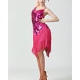 thumbnail image 4 of Sexy Tassel Sequin Short Latin Ballroom Competition Dance Dresses Pink, 4 of 5
