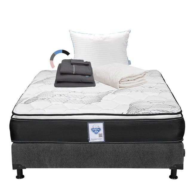 Colchon Matrimonial Spring Air Premier+Box Base Cama+Almohada Royal+Protector Ultra+Sabanas Royal