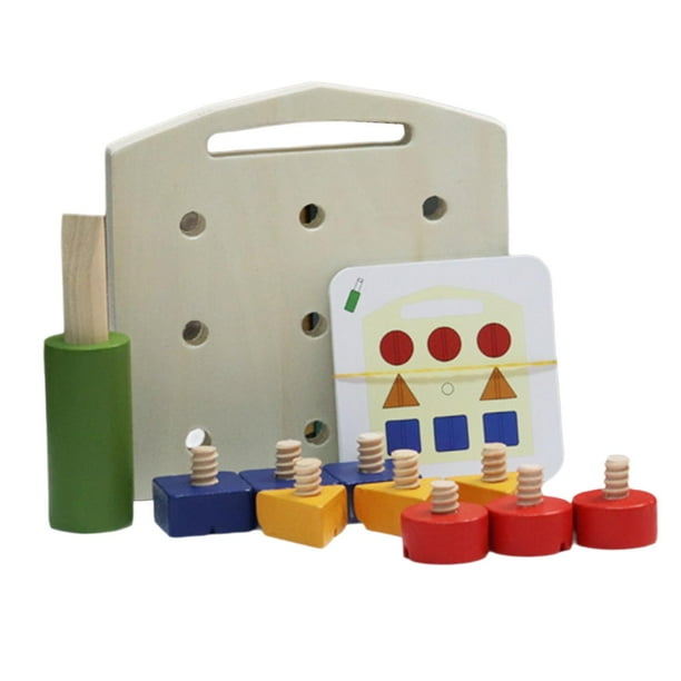 Juguetes de tornillos de madera Montessori, juguete con forma de Color, coordinación mano-ojo, 12 tarjetas para niñas de 3, 4 y 5 años,