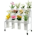 thumbnail image 4 of Flower Display Stand with 12 Buckets, 3 Layers Plant Stand with Wheels, 4 Wheels Moving Plant Cart Shelf ,Flower Cart for Patio Garden, Living Room, Florist, 4 of 30