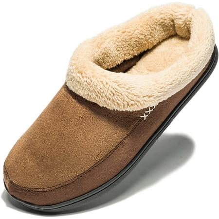

Men s Warm Memory Foam Suede Plush Shearling Lined Slip on Indoor Outdoor Clog House Slippers