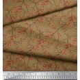 thumbnail image 2 of Soimoi Brown Cotton Duck Fabric Cherries Fruits Printed Fabric 1 Yard 42 Inch Wide, 2 of 3