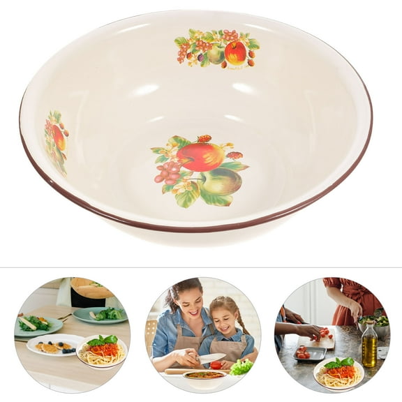 1pc Household Enameled Mixing Bowl Enamelware Basin Kitchen Bowl Random Style