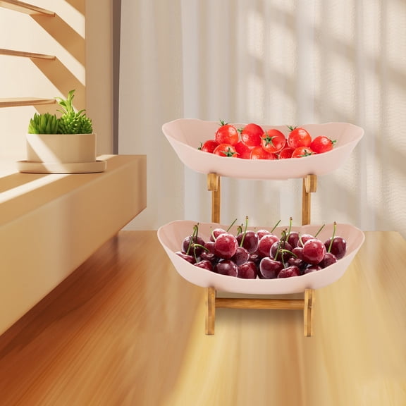 2 Tier Fruit Bowl, Fruit Basket Stand, Fruit Serving Tray for Food Display Tables, Afternoon Teas