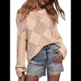 thumbnail image 3 of Suéter de Punto Calado con Hombros Descubiertos y Cuello en V para Mujer. Albaricoque L, 3 of 10
