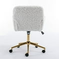 thumbnail image 6 of Swivel Makeup Desk Chair, Modern Leisure Armchair with Plush Fabric and Gold Metal Base, Fuzzy Height Adjustable Chair for Makeup Room, Living Room, Bedroom, 6 of 9