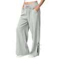 thumbnail image 2 of Delayuji Womens Cotton Linen Pants Wide Leg Pants Loose Fit Summer Casual Outerwear Fashion Pants With Pockets, 2 of 7