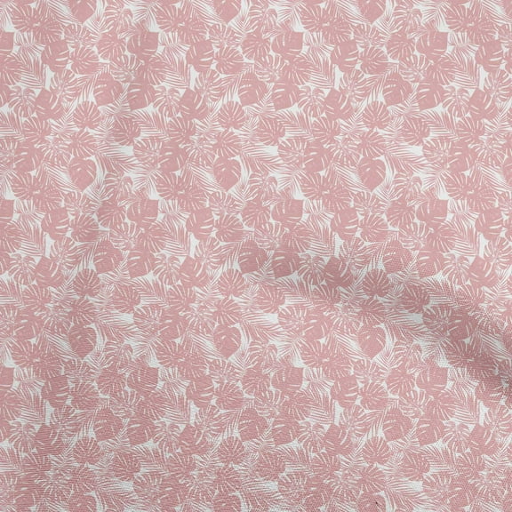 oneOone Polyester Spandex Light Pink Fabric Tropical Sewing Material Print Fabric By The Yard 56 Inch Wide