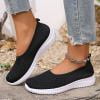 thumbnail image 2 of longantii Women's Wide Fit Woven Orthopedic Shoes - Slip-On Breathable Sneakers, Arch Support Comfort Loafers for Summer & Work Black US-5.5（CN-36）, 2 of 4