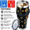 thumbnail image 4 of 40 Oz Tumbler with Handle and Silicone Straws,Coffee Insulated Tumbler with Handle,40 Oz Cute Black Sunflower Water Bottles,Travel Mug with Handle, 4 of 6
