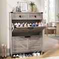 thumbnail image 1 of Conate Armoire de Rangement pour Chaussures avec 2 Tiroirs Basculants et 2 Tiroirs, Armoire à Chaussures Mince Style Ferme pour Entrée, Gris, 1 of 9