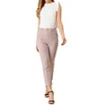 thumbnail image 2 of INSPIRE CHIC Women's High Waist Elastic Back Ankle Length WorkPants XL Pink, 2 of 6