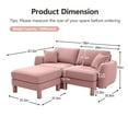thumbnail image 5 of Newest Boucle Fabric Sectional 2-seater Loveseat Sofa Couch,Distinctive Shell-shaped Armrests,Removable Ottoman,Cylindrical Legs Wrapped,Self-fabric,Pink Color, 5 of 17