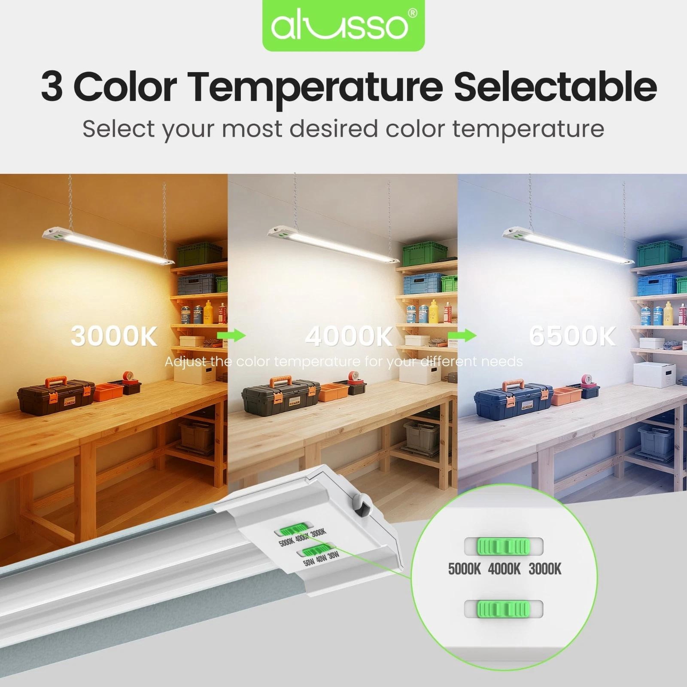 4 Pack 4FT LED Shop Light 3CCT 5000lm Linkable Fixture Ceiling Lights for Garage
