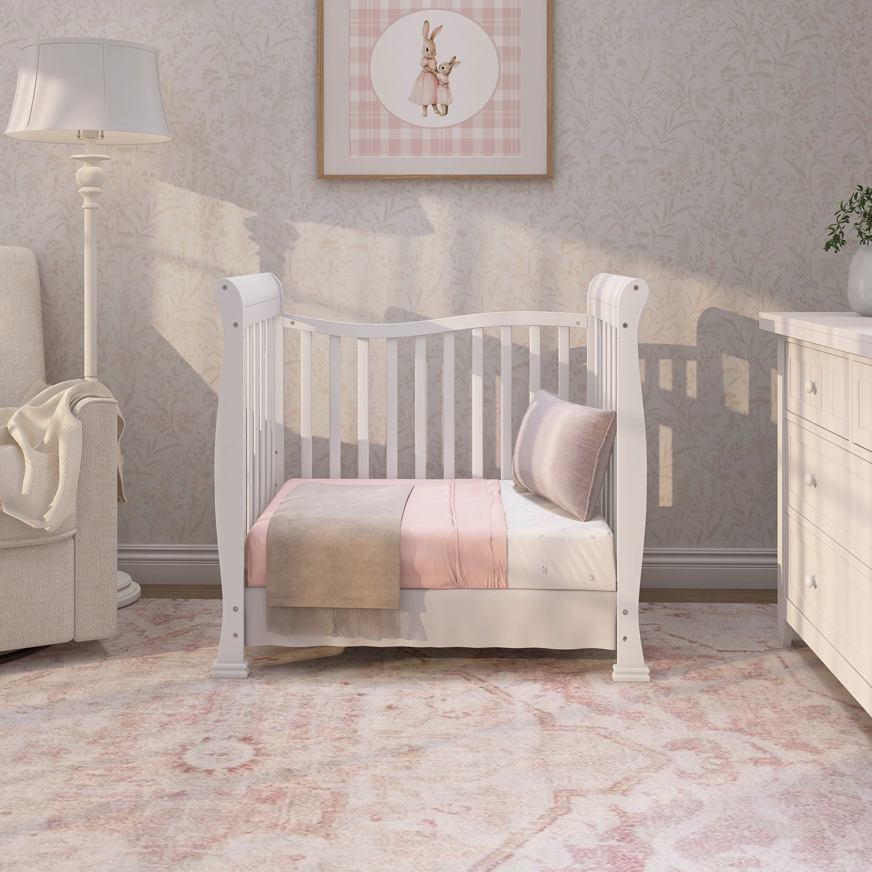 Piper 4 in 1 Convertible Mini Crib-Finish:White