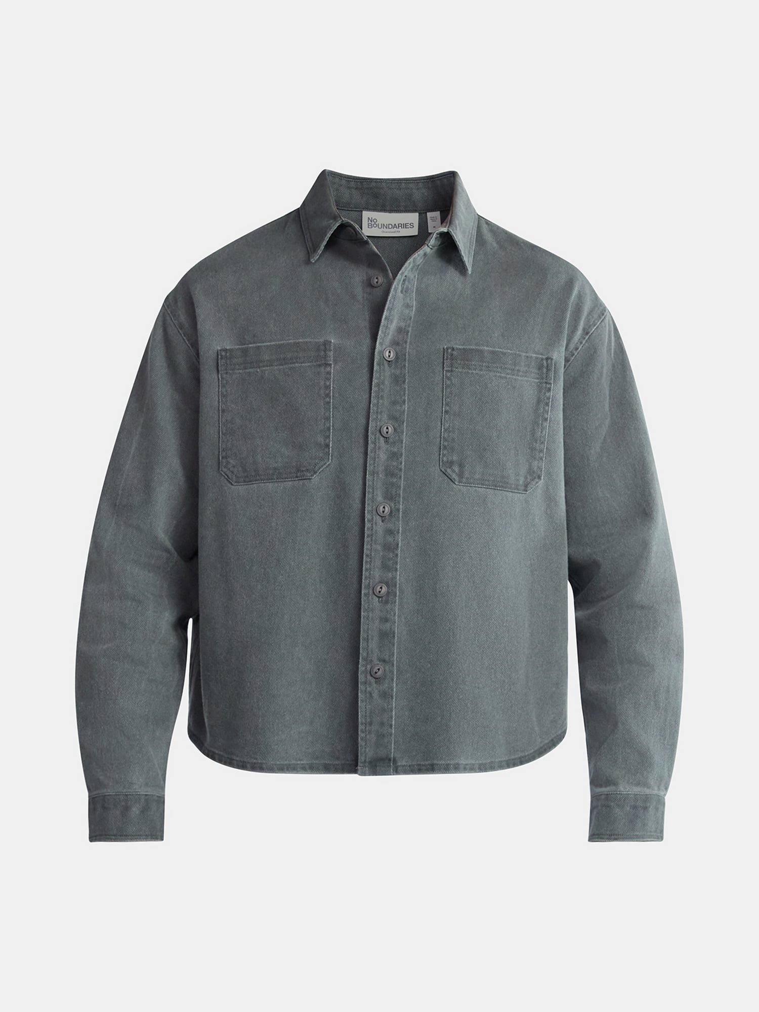 No Boundaries Twill Shirt with Long Sleeves, Men's and Big Men's